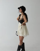 coloring flower embroidered mini dress
