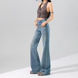 Dark Star Rhinestone Micro Flare Jeans – High Waist Relaxed Fit Wide Denim