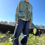 glossy stitch jacket_khaki