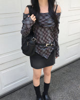 Argyle off shoulder T
