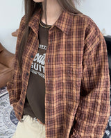 Tona Wrinkle Crop Check Shirt