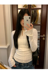 Daisy lace cuffs long-sleeved t-shirt