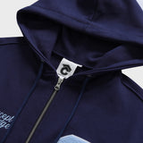 Cパッチジッパーフードジップアップ／ネイビー [Unisex]