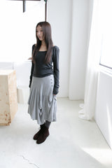 button curved flare midi skirt(3colors)