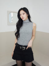 wool Angora sleeveless turtleneck T-shirt