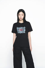 25SS オイルペイティンググラフィックウーマンショートスリーブTシャツ ブラック