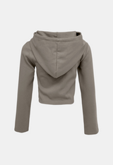 Frill Button Hooded Cardigan