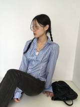 Aton geek chic twisted ribbon striped shirt
