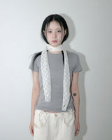 Diamond sheer lace scarf_ white