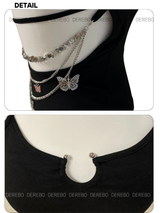 Back strap chain pad sleeveless t-shirt