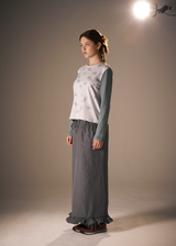 Handwriting Flower Long Sleeve Top / Green