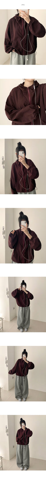 Rudy Mini Check High Neck String Hooded Jumper