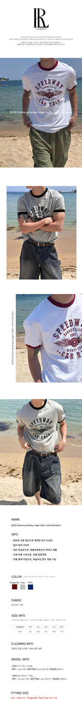[S/S] コットンプリントリンガーハーフTシャツs(3color)