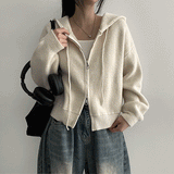 Vicen soft knitwear hooded zip-up