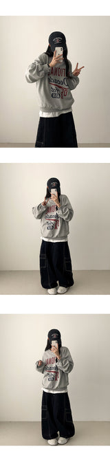 Tins Saint-Jean Stitch Side Curved Slit Cargo Denim Wide Pants
