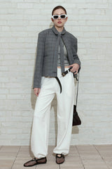 CHECK TAILORED TIE JACKET_BLACK