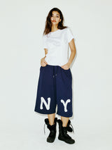 NY アップリケカプリパンツ NAVY