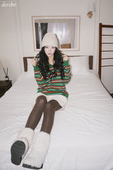 Tree Stripe V-neck Long Sleeve Knitwear
