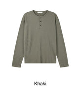 Tove Waffle Henley Neck Long Sleeve Tee