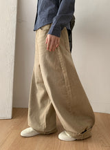 Crane Back Point Wide Washing Denim Pants