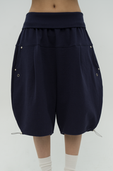 EYELET ADJUST PUFF PANTS _ NAVY