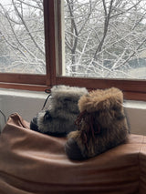 WOLF FUR SHORT BOOTS (BROWN, BALCK 2COLORS!)