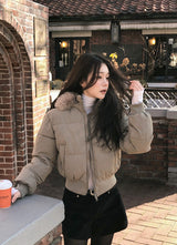 #Winter 2WAY Fur Hood Crop Padding (3color)