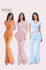 Liiv short-sleeve cap training shirring pants set (TOP)