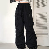 Shuble Zipper Pintuck Cargo Nylon Two-Way Pants