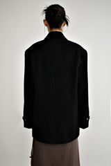 Fuzzy heavy wool coat, Black