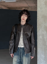 Bleed Washed Leather Biker Jacket