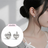 [NMIXX Kyujin Piercing] プチチェック柄ハートハグピアス - シルバーカラー
