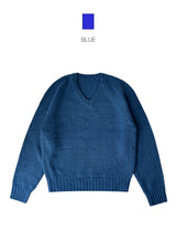 [UNISEX] オーバーフィットVネックヘラベーシックラグランニット (9 colors)