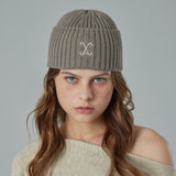 VA Curved Logo Washed Beanie / Khaki Gray