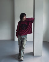 Denti damage brush denim pants