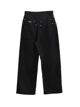 Poble Embroidered Patch Rivet Cotton Pants