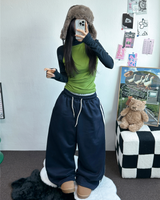 TRACK WIDE TAPING BALLOON LONG PANTS 💙🖤🤍3COLOR
