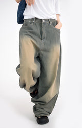 stripe brown washing pants