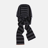 Striped knit balaclava muffler / Black charcoal