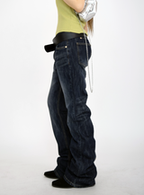 back rivet boots cut denim pants