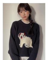 3D Embroidery Ribbon Fleece Deco Knit Sweater