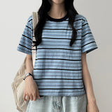ロビンカラーストライプダンガラ半袖Tシャツ
