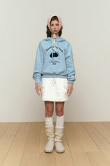 CHERRY ARCH LOGO CROP HOODIE [SKY]