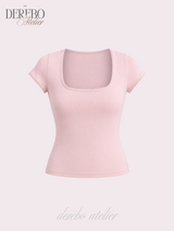 Minky Square Slim Color Short Sleeve T-shirt