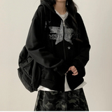 Suffle Star Vintage Two-Way Hooded Zip-Up