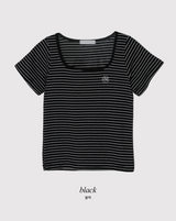 Border Square Slim Short Sleeve T-Shirt (3color)