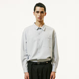 2way open collar drapery shirt blue