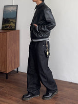 Twin Line Leather Jacket (2color) (No.995)