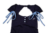 Elin Backhole Ribbon Slim Top
