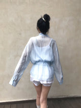 Back Note Back Strap Oversized Long Sleeve Shirt